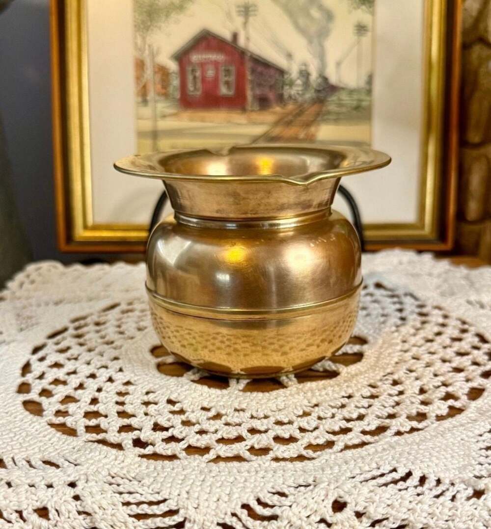 Vintage Brass Spittoon Cuspidor Small Urn Planter